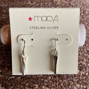 New Macys Sterling Silver Fish Hook Earrings